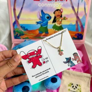 Box Invitación Stitch con peluche